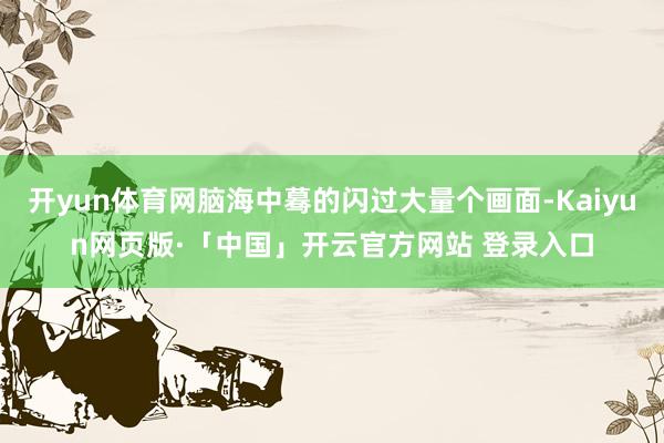 开yun体育网脑海中蓦的闪过大量个画面-Kaiyun网页版·「中国」开云官方网站 登录入口